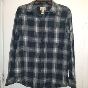 Men's Casual Plaid Button-Down Shirt - Black and Gray